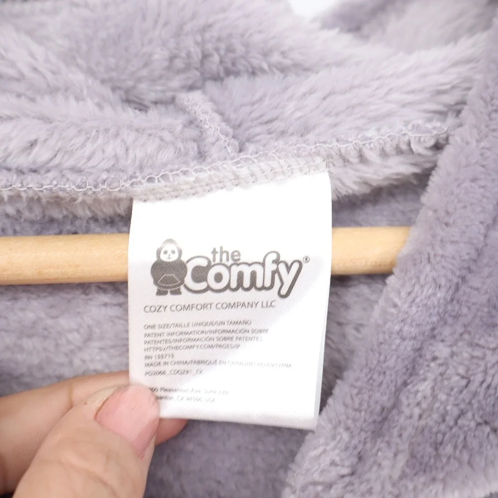 The Comfy Quarter Zip Oversized Wearable Blanket Hoodie Gray Plush One Size